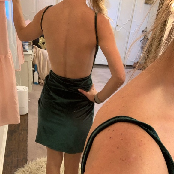 Shein | Emerald Green Velvet Mini Dress - Picture 2 of 8